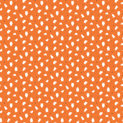 Seasonal Basics Orange Ghosts Yardage by Christopher Thompson for Riley Blake Designs