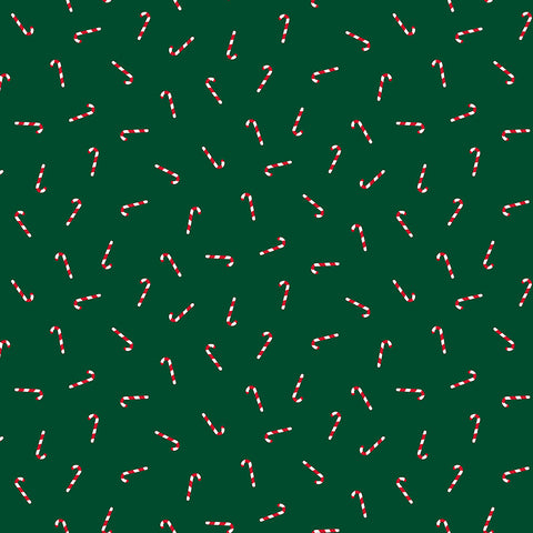 Seasonal Basics Green Candy Canes Yardage by Christopher Thompson for Riley Blake Designs