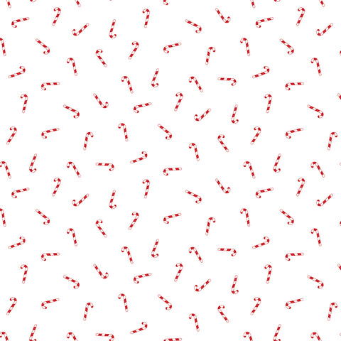 Seasonal Basics White Candy Canes Yardage by Christopher Thompson for Riley Blake Designs