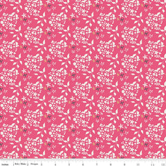 Someday Hot Pink Flowers Yardage by Minki Kim for Riley Blake Designs