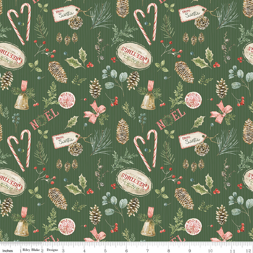 Holiday Spirit Green Christmas Toss Yardage by Lisa Audit for Riley Blake Designs