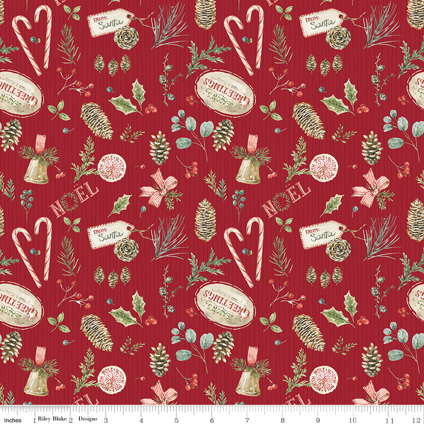 Holiday Spirit Red Christmas Toss Yardage by Lisa Audit for Riley Blake Designs