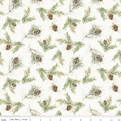 Holiday Spirit Cream Pinecones Yardage by Lisa Audit for Riley Blake Designs