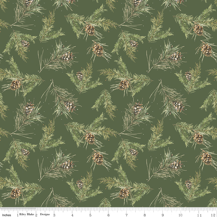 Holiday Spirit Green Pinecones Yardage by Lisa Audit for Riley Blake Designs