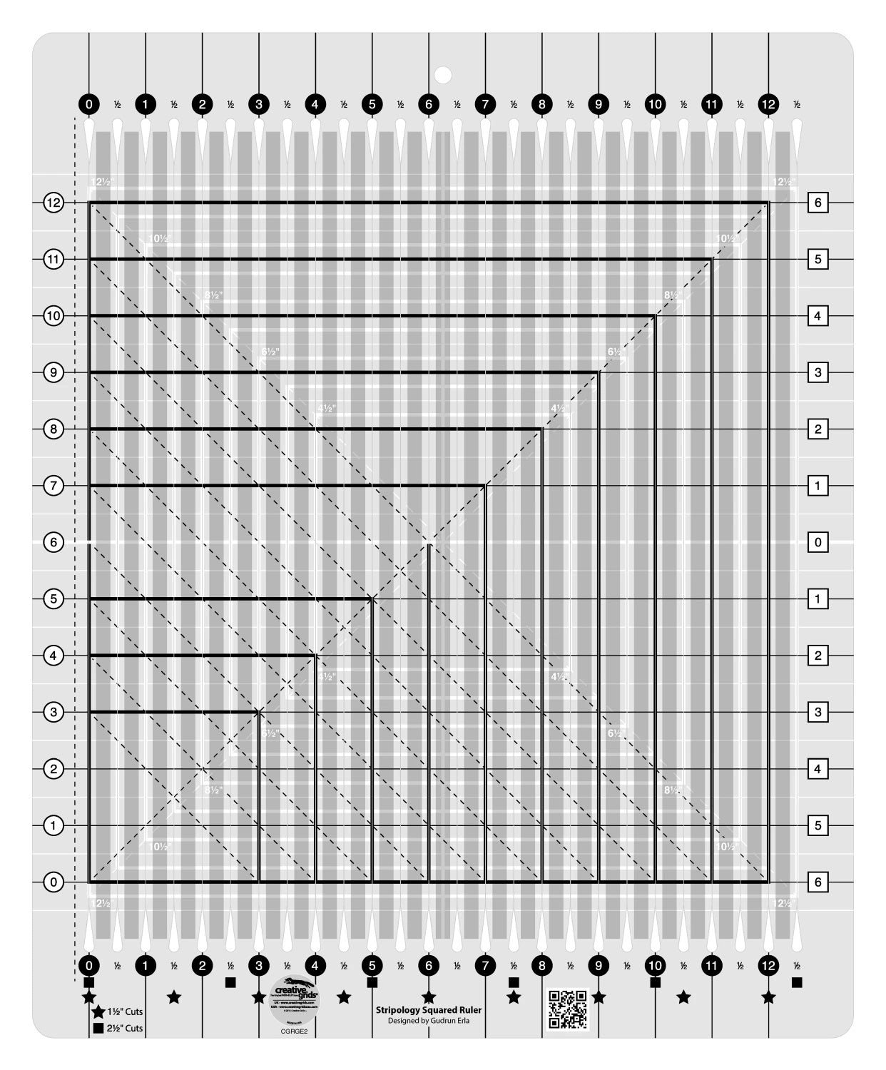 Stripology Creative Grids Quilt Ruler Squared by Gudrun Erla