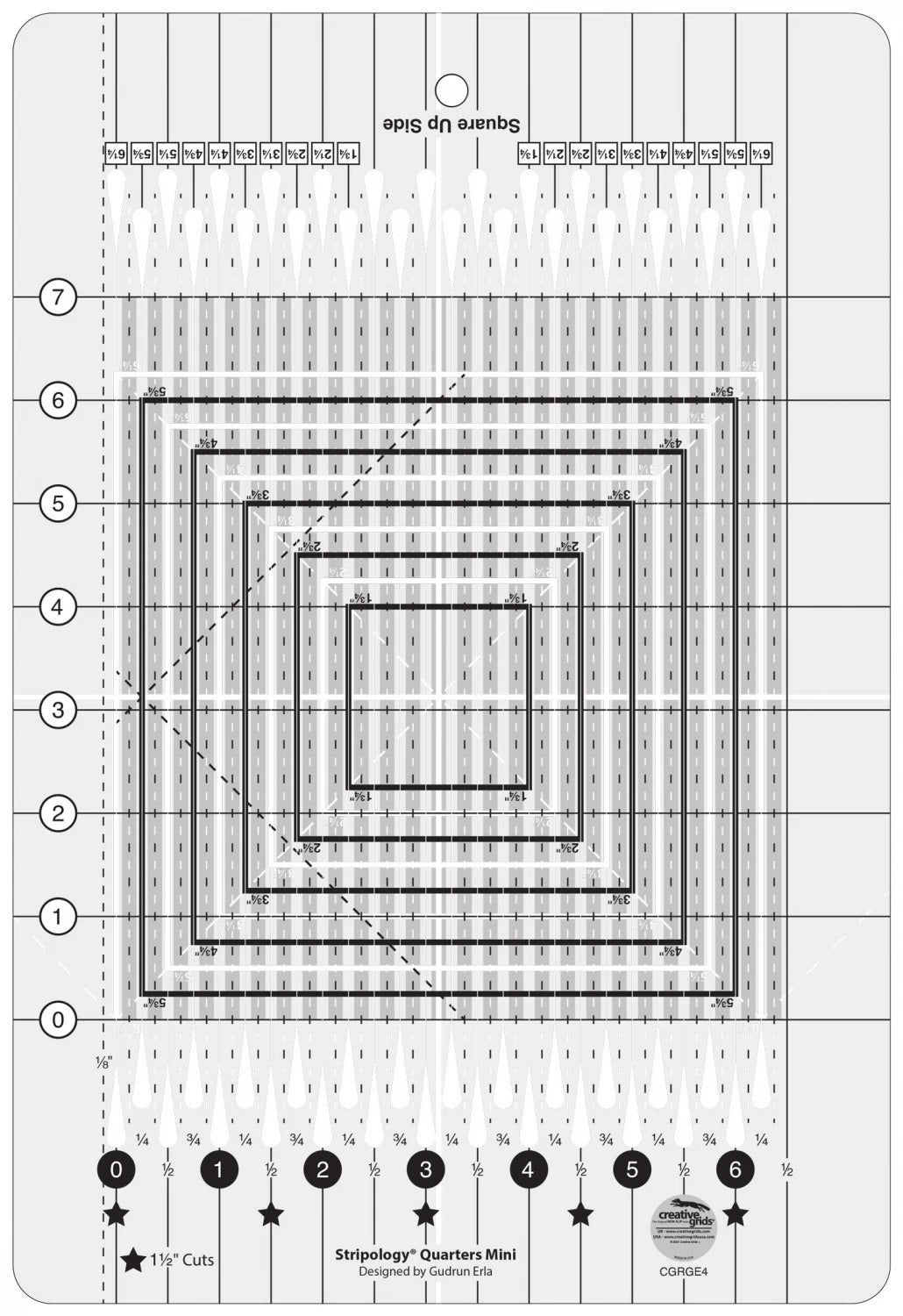 Stripology Creative Grids Quilt Ruler Quarters Mini by Gudrun Erla
