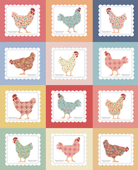 Prairie Sisters Homestead Cheeky Chicken Panel by Lori Woods for Poppie Cotton Fabrics