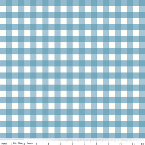 Love You to the Moon Blue Gingham Yardage by Echo Park Paper Co. for Riley Blake Designs