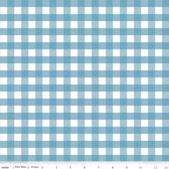 Love You to the Moon Blue Gingham Yardage by Echo Park Paper Co. for Riley Blake Designs