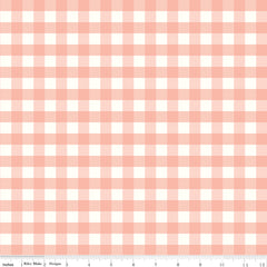 Love You to the Moon Coral Gingham Yardage by Echo Park Paper Co. for Riley Blake Designs