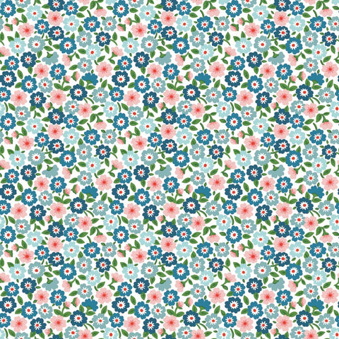 Flower Market Blue Forget Me Nots Yardage by Elea Lutz for Poppie Cotton Fabrics