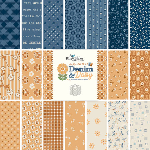 PREORDER Denim & Daisy Fat Quarter Bundle by Lori Holt for Riley Blake Designs