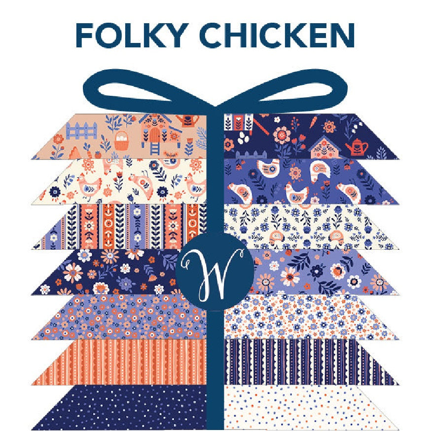 Folky Chicken Fat Quarter Bundle by Natalie Briscoe for Windham Fabrics