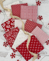 Collection of 10 red and white fat quarters