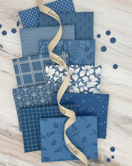Collection of 10 denim blue fat quarters