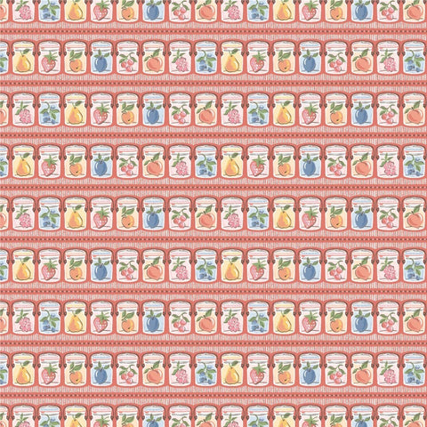 Homegrown Preserves Red Summer Canning Yardage by Sheri McCulley for Poppie Cotton Fabrics