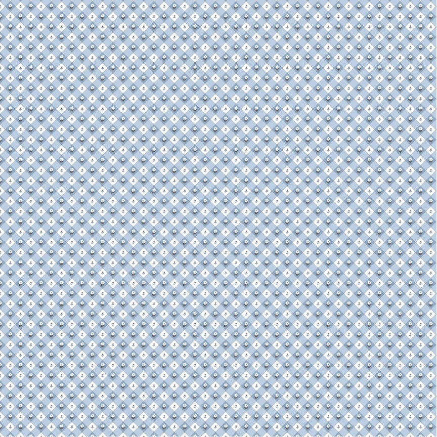 Homegrown Preserves Blue Checkered Apron Yardage by Sheri McCulley for Poppie Cotton Fabrics