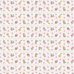 Homegrown Preserves Pink Fruit Plate Yardage by Sheri McCulley for Poppie Cotton Fabrics