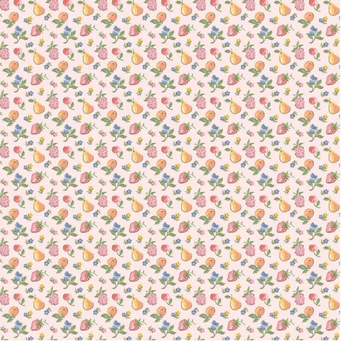 Homegrown Preserves Pink U-Pick Fruit Yardage by Sheri McCulley for Poppie Cotton Fabrics