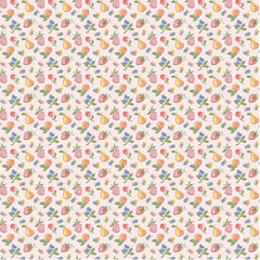 Homegrown Preserves Pink U-Pick Fruit Yardage by Sheri McCulley for Poppie Cotton Fabrics