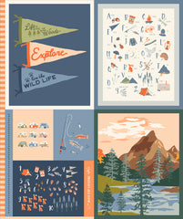 Happy Camper Never Stop Exploring Panel by Maureen Cracknell for Art Gallery Fabrics