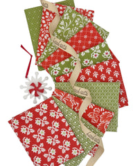 Collection of 10 Christmas fat quarters, 5 red and 5 green 