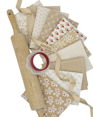 10 cream and tan neutral fat quarters in festive Christmas prints