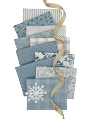 10 Light blue and white fat quarters
