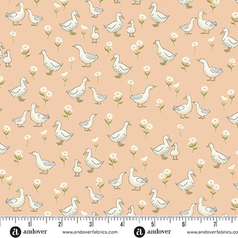 Little Ones Coral Ducks Yardage by Makower UK for Andover Fabrics