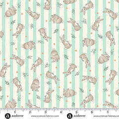 Little Ones Teal Bunnies Yardage by Makower UK for Andover Fabrics