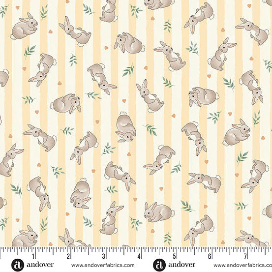 Little Ones Yellow Bunnies Yardage by Makower UK for Andover Fabrics