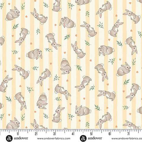 Little Ones Yellow Bunnies Yardage by Makower UK for Andover Fabrics