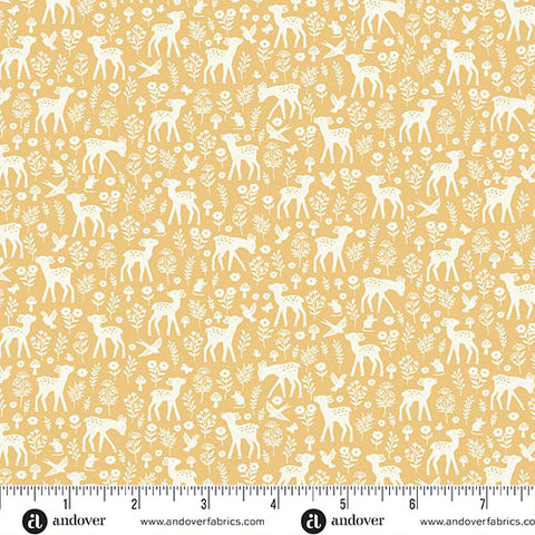 Little Ones Yellow Deer Yardage by Makower UK for Andover Fabrics