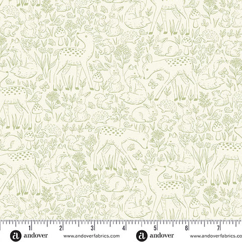 Little Ones Green Etched Yardage by Makower UK for Andover Fabrics