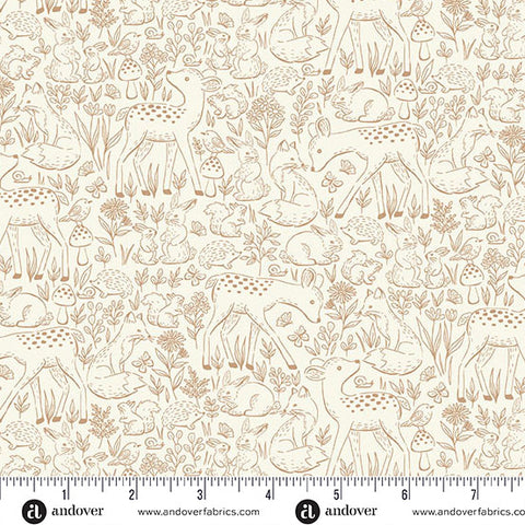 Little Ones Brown Etched Yardage by Makower UK for Andover Fabrics