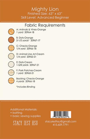 Mighty Lion Quilt Pattern by Stacy Iest Hsu