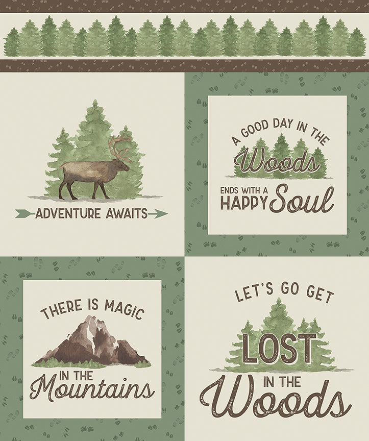 Let's Get Lost in the Woods Panel by Tara Reed for Riley Blake Designs