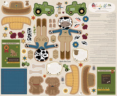 Country Life Boris the Cow Doll Panel by Jennifer Long for Riley Blake Designs