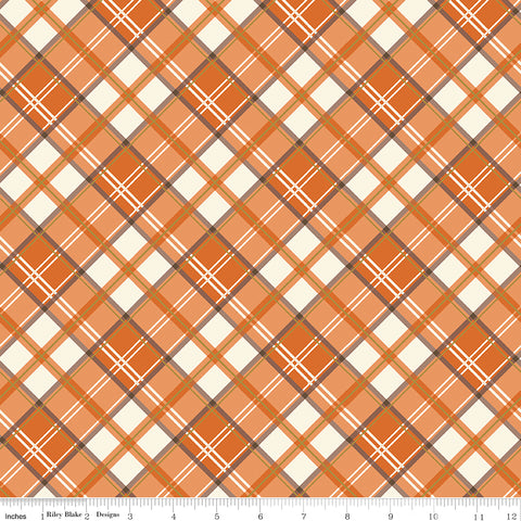 Shades Of Autumn Orange Plaid Sparkle Yardage by My Mind's Eye for Riley Blake Designs