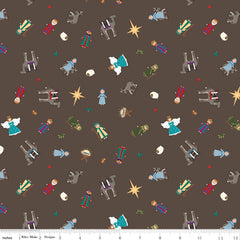 Silent Night Earth Story Characters Sparkle Yardage by Jennifer Long for Riley Blake Designs