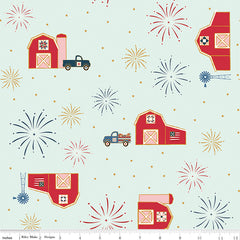 Sweet Freedom Bleached Denim Barns Yardage by Beverly McCullough for Riley Blake Designs