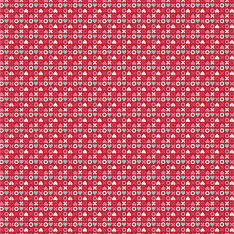 Smitten Chicken Red Xoxo Yardage by Lori Woods for Poppie Cotton Fabrics
