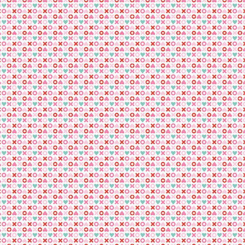 Smitten Chicken White Xoxo Yardage by Lori Woods for Poppie Cotton Fabrics