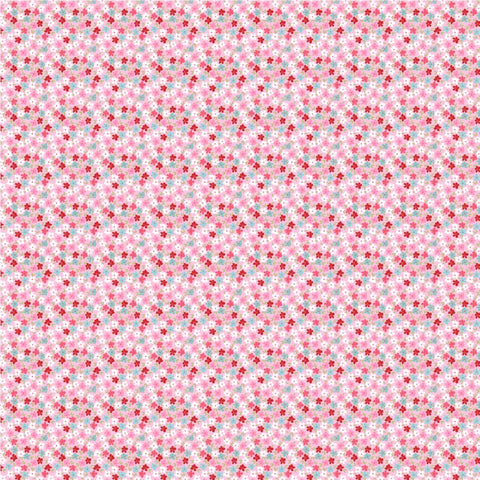 Smitten Chicken Pink Wild Phlox Yardage by Lori Woods for Poppie Cotton Fabrics