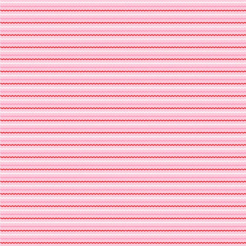 Smitten Chicken Pink Ric Rac Yardage by Lori Woods for Poppie Cotton Fabrics