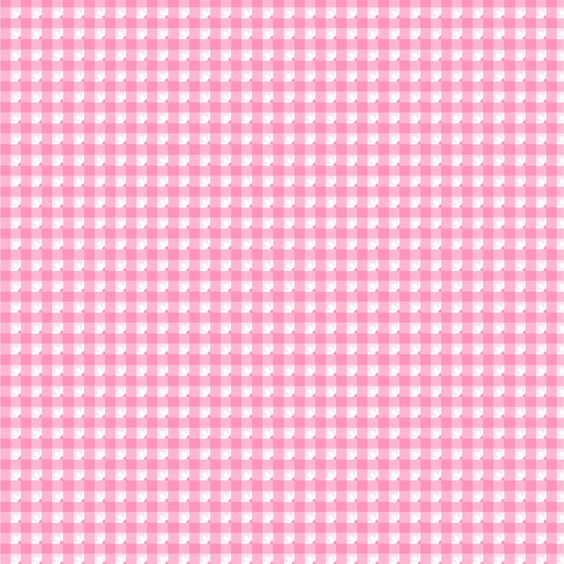 Smitten Chicken Pink Check-a-roo Yardage by Lori Woods for Poppie Cotton Fabrics