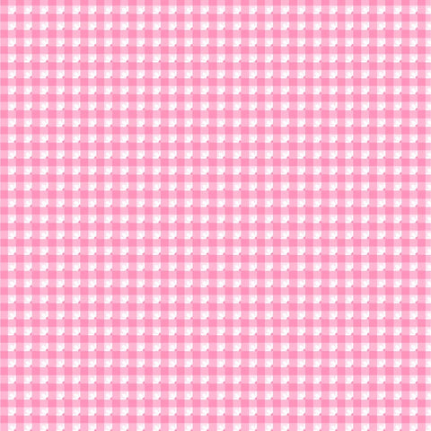 Smitten Chicken Pink Check-a-roo Yardage by Lori Woods for Poppie Cotton Fabrics