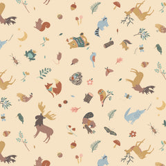Alphabet City Almond Forest Denizens Yardage by Dear Stella for Benartex