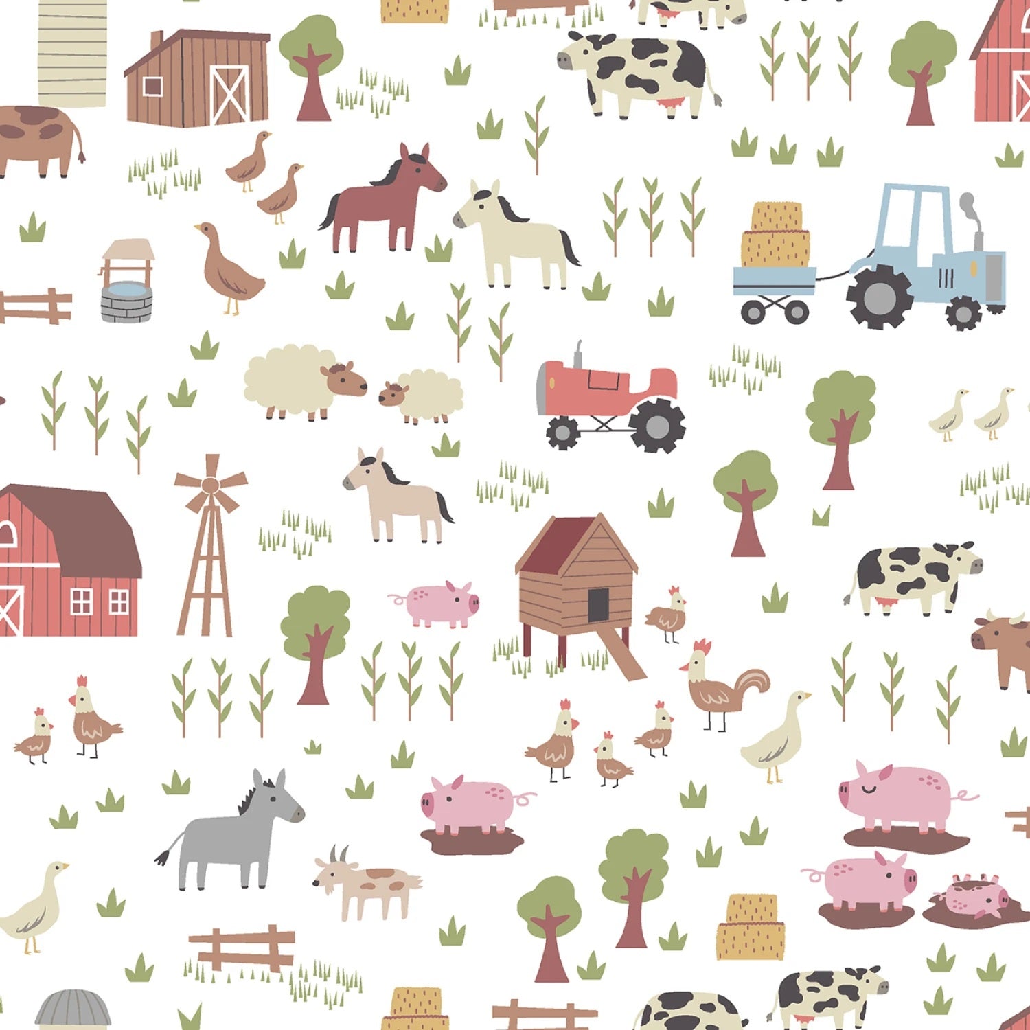 Hogs & Kisses White Hogs & Kisses Flannel Yardage by Dear Stella for Dear Stella