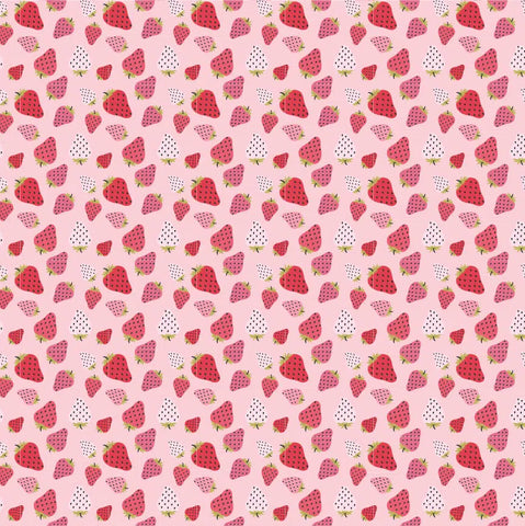 Prairie Sisters Homestead Pink Strawberry Patch Yardage by Lori Woods for Poppie Cotton Fabrics